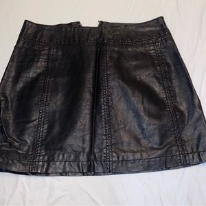 Black leather mini skirt